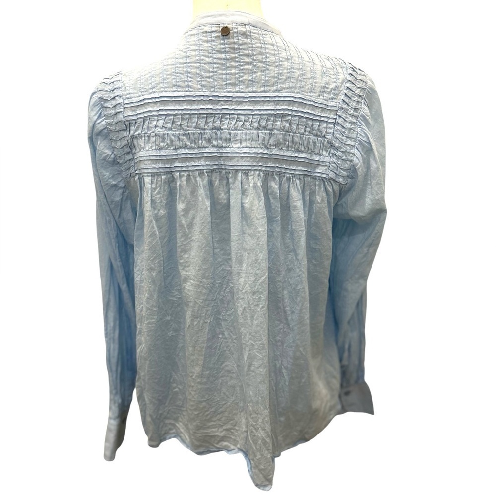 Circle Of Trust Embroidered Harmony Button Up Cotton Blouse in light blue  Sz S - Picture 3 of 7